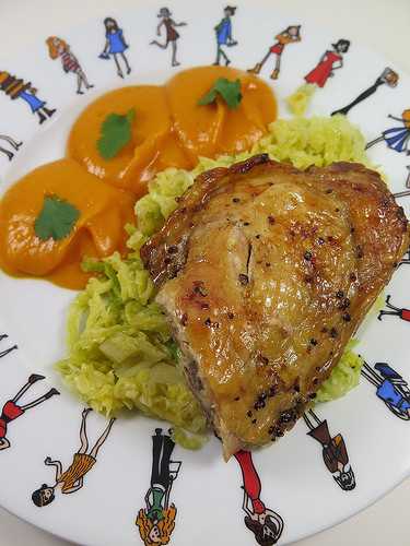 Poulet aux épices du Trappeur, purée de patate douce à l'érable