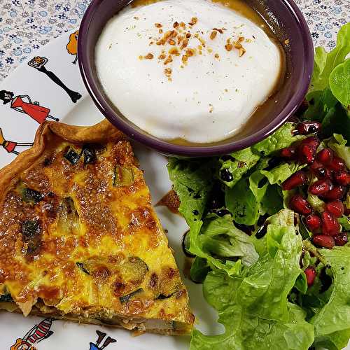 Quiche tofu & courgettes et cappuccino de légumes