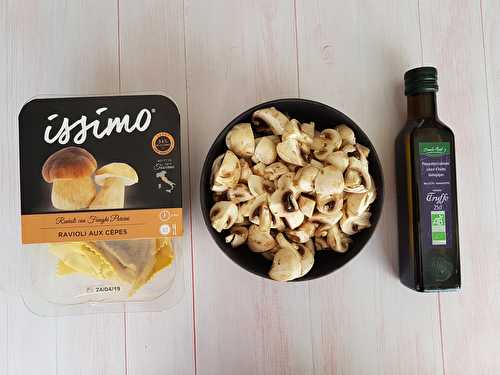 Raviolis, champignons à l'huile de truffe