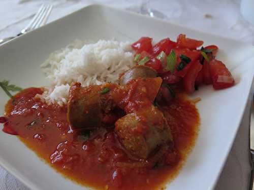 Rougail de saucisses comme à la Réunion (mais plus léger quand même)