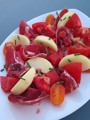 Salade de tomates & pèches blanches