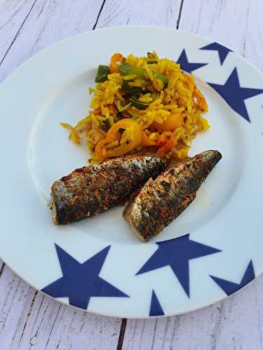 Sardines aux cumin, riz aux poivrons