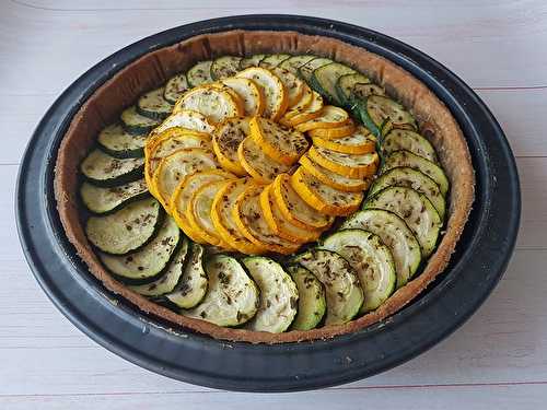 Tarte aux courgettes & fondue d'oignons