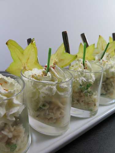 Verrine de crabe, chantilly à la noix de coco