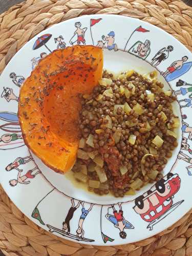 Duo de butternut rôtie et lentilles vertes