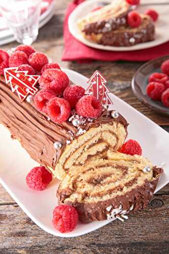 Bûche de Noël chocolat framboises