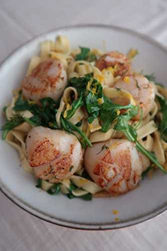 Tagliatelles aux noix de Saint Jacques, beurre d'agrumes à l'aneth