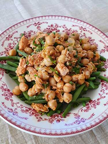 Duo de haricots verts et pois chiches au thon