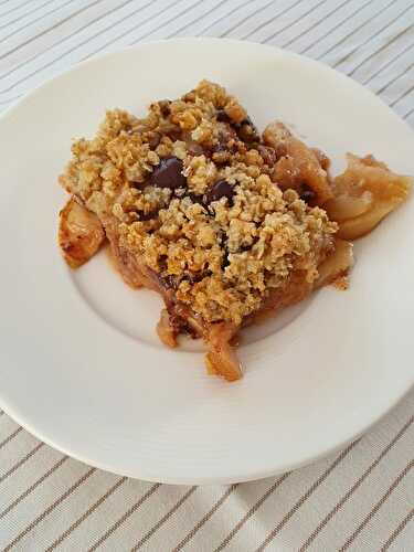 Crumble pommes, poires et chocolat