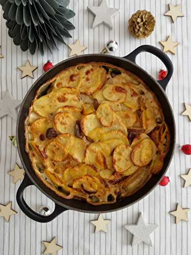 Gratin de pommes de terre aux cèpes et au gésiers confits