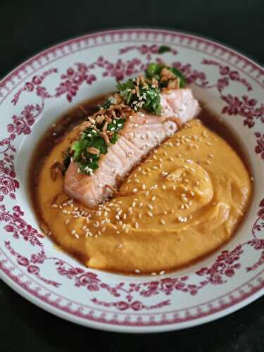 Une recette simple avec du saumon : pavés de saumon au four, polenta à la carotte