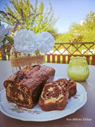 Cake marbré aux 2 chocolats