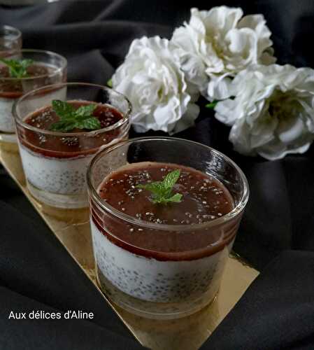 Pudding au lait de coco, graines de chia et coulis de fraises - Aux délices d'Aline