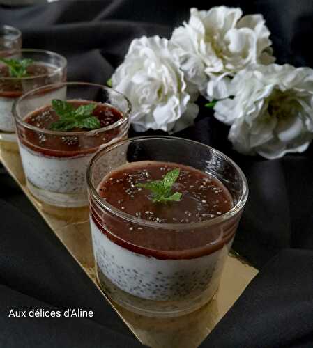 Pudding au lait de coco, graines de chia et coulis de fraises