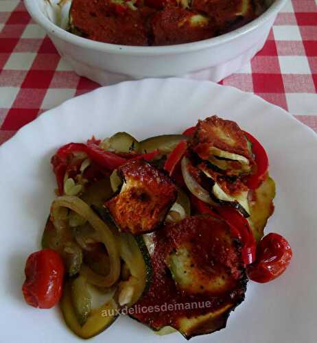 Courgette et légumes au four, au coulis de tomates