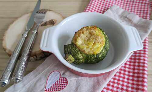 Courgette ronde farcie aux flocons d'avoine et cancoillotte