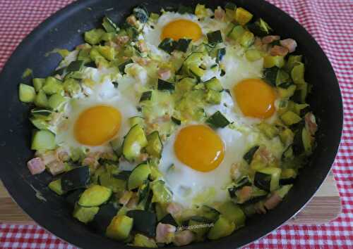 Courgettes au bacon et œufs - light