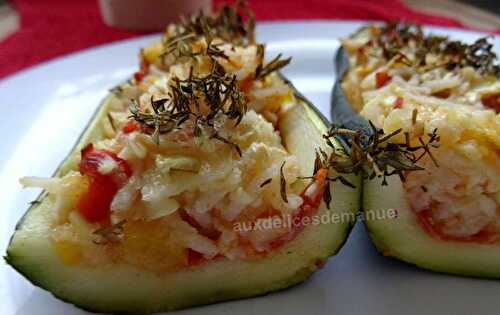 Courgettes farcies au chorizo, chèvre et riz -LIGHT-