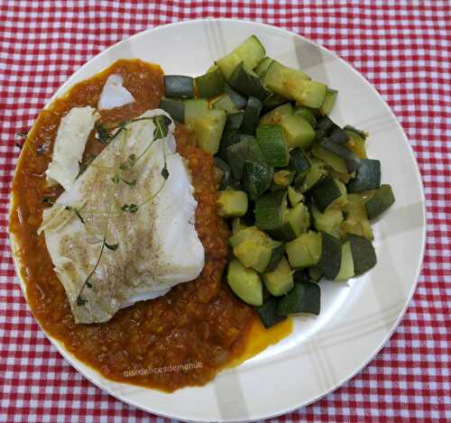 Filet de cabillaud, sauce chorizo et tomates