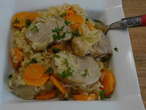 Filet mignon de porc au riz, carottes à la crème, au Cookéo ou pas