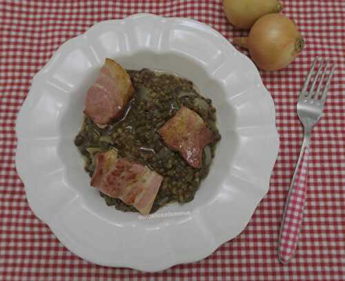 Lentilles à la poitrine fumée et son jus, au Cookéo ou pas