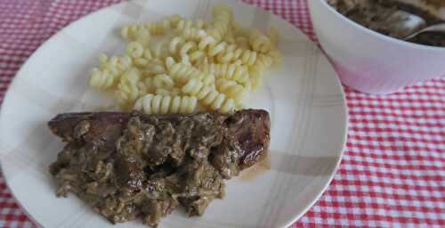 Onglet de veau à la sauce aux cèpes