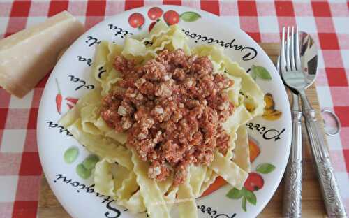 Pâtes au veau haché à la tomate