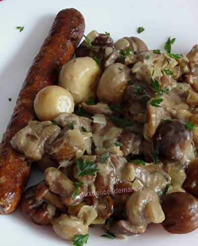 Poêlée de champignons et marrons, au cidre et à la crème