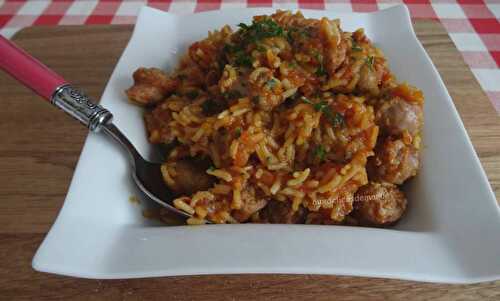 Riz à la sauce tomate, aux chipolatas et champignons de Paris au Cookéo ou pas