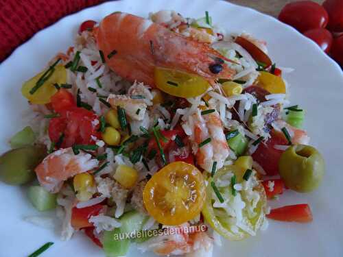 Salade de riz au crabe et crevettes - auxdelicesdemanue