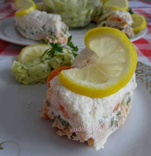 Terrine au saumon, cabillaud, noix de saint-jacques, petits légumes et sa mayonnaise citron et persil