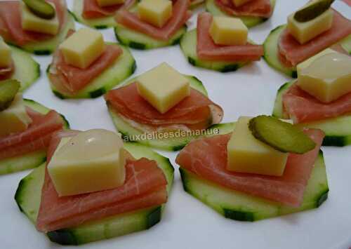 Toasts de concombre au jambon et fromage d'Abondance