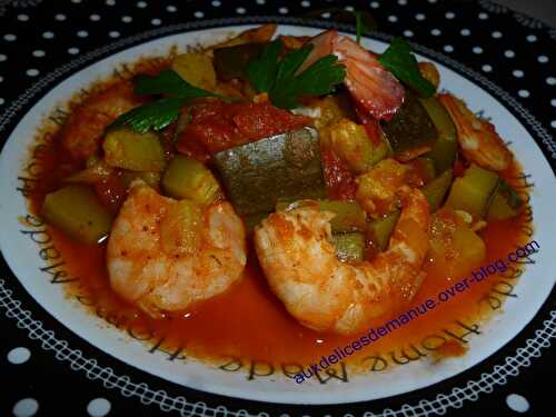 Crevettes au curry et courgettes