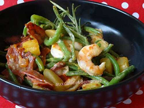 Crevettes aux pommes de terre et haricots verts au chorizo -LIGHT-