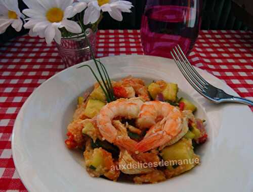 Crevettes, poulet aux légumes et semoule -LIGHT-