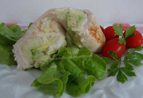 Escalope de poulet farcie à la purée de pomme de terre et avocat