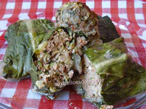 Feuilles de blette farcies au boeuf, merguez et courgette -LIGHT -