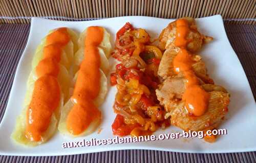 Filets de poulet aux poivrons, pommes de terre vapeur et sauce poivron rouge - LIGHT -