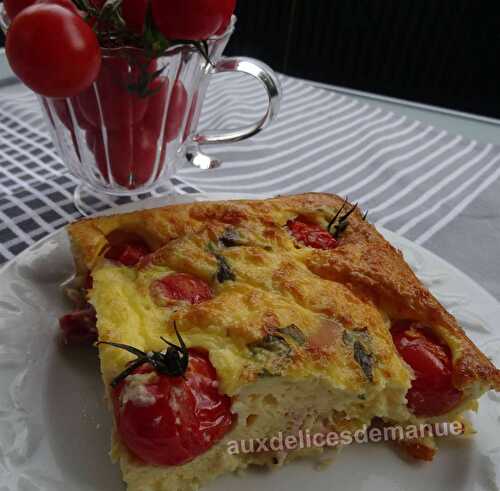 Flan au poulet fumé et tomates cerises