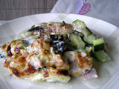 Gratin de courgette et aubergine au jambon -light-