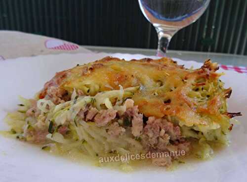 Gratin de courgettes et pommes de terre au poulet et boeuf