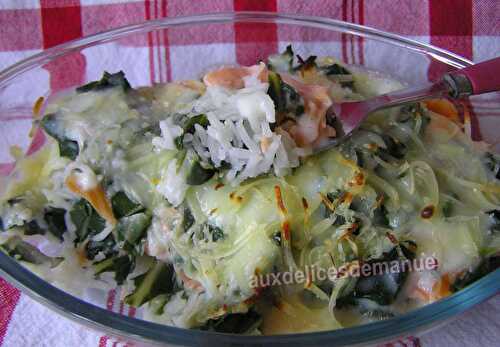 Gratin de feuilles de blettes au riz et saumon fumé -LIGHT-