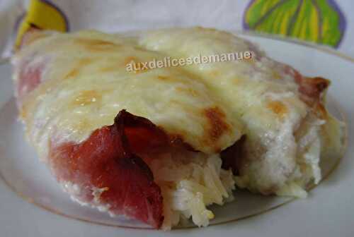 Gratin de riz crémeux au jambon, fromage frais et tomates confites  - auxdelicesdemanue