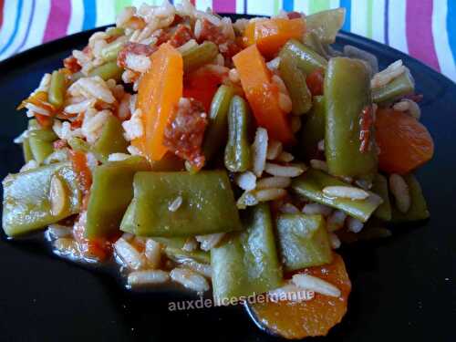 Haricots plats et carottes au riz et chorizo -LIGHT-