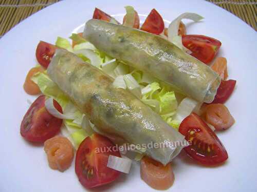 Nems saumon fumé et champignons.