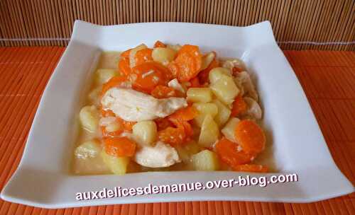 Poulet pommes de terre carottes au camembert