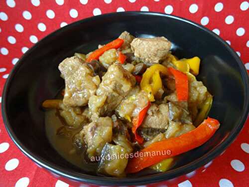 Sauté de veau aux aubergines et poivrons