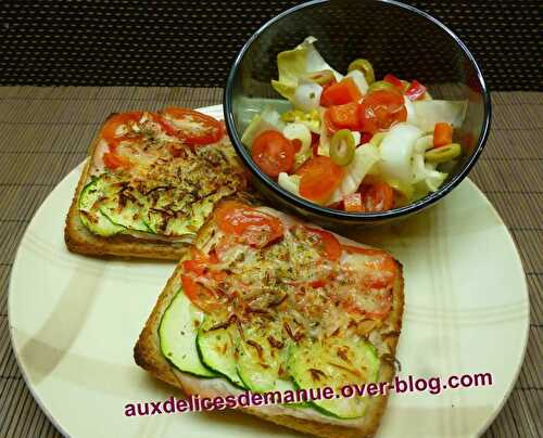 Tartines au four et salade composée