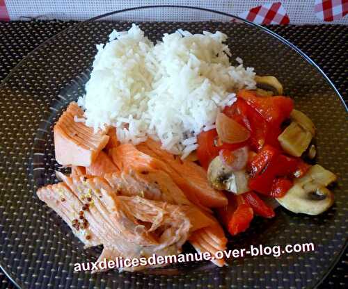 Truite et légumes au four - riz basmati