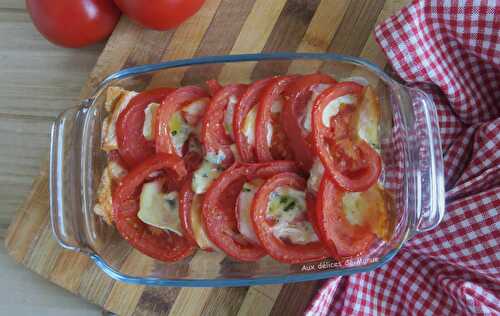 Gratin de tomates aux deux fromages, sur pain de mie